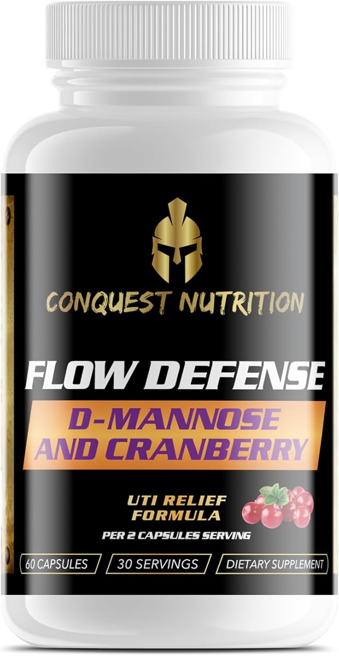 Conquest Fit Flow Defense D‑Mannose Cranberry UTI Support Supplement, 60 Veggie Capsules – Bladder & Urinary Tract Health Formula