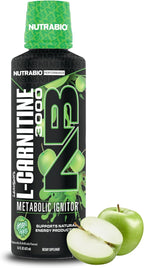 NutraBio – L-Carnitine Liquid Shots – 3000mg, (Green Apple) – 10mg of Vitamin B-5 – Zero Carbs & Sugars – Energy Production – Muscle Recovery