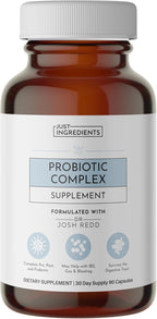 JUST INGREDIENTS Probiotic Complex - 60 Capsules, 5 Billion CFU, Prebiotics, Gut Health Support