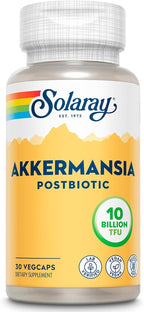 SOLARAY Akkermansia Postbiotic, Akk11, 10 Billion TFU, Beneficial Strain for Gut Health Support, Vegan, Gluten-Free, 60-Day Guarantee, 30 Servings, 30 VegCaps