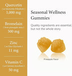 8-in-1 Quercetin with Bromelain Gummies 1000mg, High Potency Organic Quercetin Supplement with Zinc & Vitamin C, Elderberry, Seasonal Wellness & Immune Support, Vegan, Sugar Free, 120 Gummies