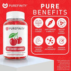 PUREFINITY Tart Cherry Gummies – Uric Acid Flush for Joint Relief & Recovery, Raw Juice Extract Antioxidant – Non-GMO, Gluten Free, Vegan, 60 Count (Pack of 2)