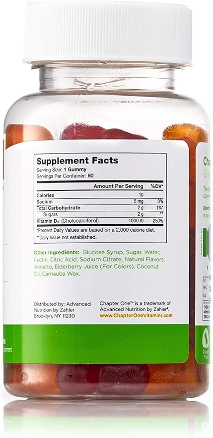 Zahler Chapter One Vitamin D3 Gummies - Immunity & Bone Support for Kids - Chewable Supplement with Daily Vitamin D - Kosher, Gluten-Free, Dairy-Free & Vegetarian Friendly - 60 Count