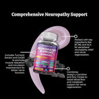 Sugar Free Neuropathy Support Gummies for Nerve – Enhanced Nerve Health, Regeneration, Cognitive Support with Vitamin B1, B6, B12, Magnesium, ALA, Turmeric, CoQ10 & More