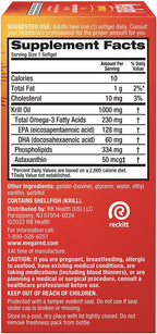 MegaRed Ultra Strength 1000mg Omega-3 Krill Oil Supplement with EPA/DHA, Astaxanthin & Phospholipids, No Fish Oil Aftertaste Supports Heart, Brain, Joint and Eye Health, 60 Count Softgels (3 Pack)