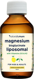 Magnesium Liposomal | with Vitamins D3 & K2 | Magnesium Bisglycinate | for Children & Adults | Highly Absorbable Liquid Supplement | Lemon & Elderflower Flavour | 30-Day Supply | 5 fl oz