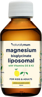 Magnesium Liposomal | with Vitamins D3 & K2 | Magnesium Bisglycinate | for Children & Adults | Highly Absorbable Liquid Supplement | Lemon & Elderflower Flavour | 30-Day Supply | 5 fl oz