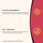 Doctor's Recipes Iron Supplement for Women Men - Gentle Iron Bisglycinate with Vitamin C, B6, Folate & B12, Stomach Friendly Iron Pills, 180 Vegan Caps