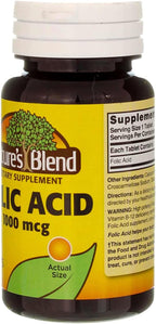 Nature`s Blend Folic Acid 1000mcg Tablets 100 Count (2 Pack)
