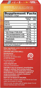 MegaRed Extra Strength 500mg Omega-3 Krill Oil Supplement with EPA/DHA, No Fishy Aftertaste Supports Heart Health, 80 Count Softgels (2 Pack)
