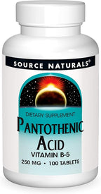 Source Naturals Pantothenic Acid 250 mg Vitamin B-5 Dietary Supplement - 100 Tablets