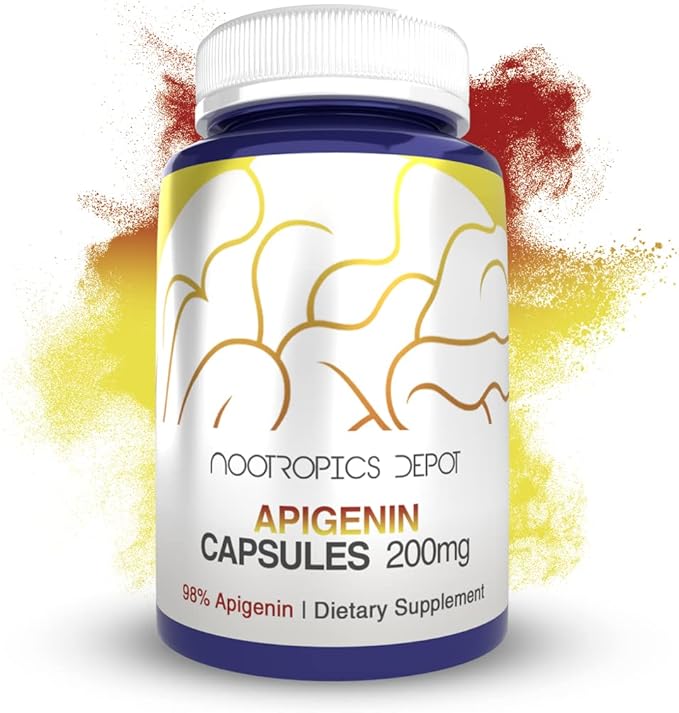 Nootropics Depot Apigenin Capsules | 200mg | 30 Count | >98% Apigenin | Supports Healthy Stress Levels