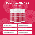 Celebrate Vitamins CelebrateONE 45, 45mg Iron - Once Daily Bariatric Multivitamin, Essential Vitamins & Minerals - Gastric Bypass & Sleeve Gastrectomy Supplement (90 Capsules)