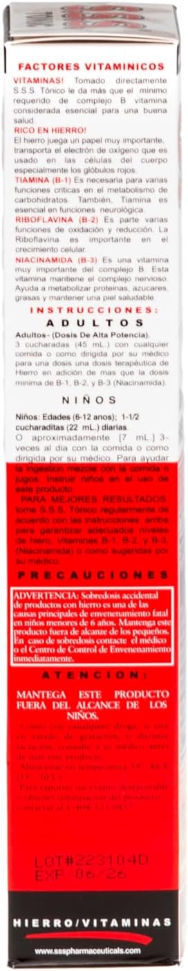 S.S.S. Tonic, Iron and Vitamin B Supplement, High Potency Vitamins, Bottle,10 Fl Oz (Pack of 1)