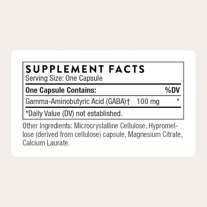 THORNE - PharmaGABA-100 - GABA Supplement - 100 mg Natural Source Gamma-Aminobutyric Acid - Support a Calm State of Mind and Restful Sleep* - 60 Capsules