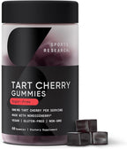 Sports Research® Tart Cherry Gummy Supplements | 600mg of NordicCherry™ | Enhanced Workout Recovery | Sugar and Sugar Alcohol Free - 60 Gummies for Adults, 1 Month Supply