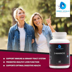 D-Mannose with Cranberry, Dandelion & Hibiscus Extract - Aids in Bladder, Urinary Tract Support, Flush Impurities - Ultra Absorption Gluten Free & Non GMO | 60 Capsules