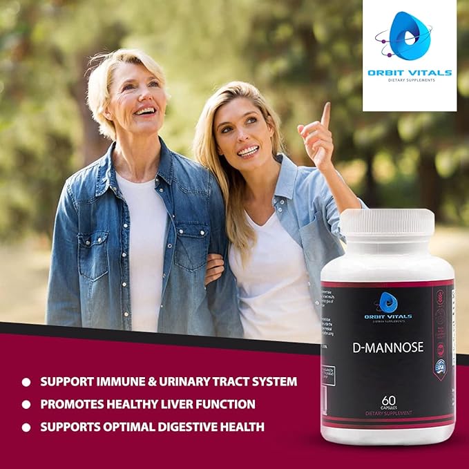 D-Mannose with Cranberry, Dandelion & Hibiscus Extract - Aids in Bladder, Urinary Tract Support, Flush Impurities - Ultra Absorption Gluten Free & Non GMO | 60 Capsules