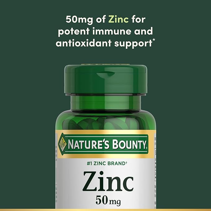 Nature’s Bounty Zinc 50mg Immune System, Skin, & Antioxidant Health Support Contributes to DNA Formation Vegetarian, Non-GMO, Gluten Free | 100 Caplets, 1 Serving Per Day for Daily Health (Pack of 3)