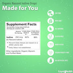 LIQUIDHEALTH USDA Organic Nascent Iodine Liquid Drops, Pure Iodine Supplement for Thyroid & Immune Support, Energy Supplement - Made in USA, Vegan, Colorless, Tasteless Tincture (2 oz)