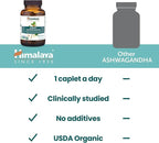 Himalaya Organic Ashwagandha Root, 30 Day Supply - Herbal Adrenal Support Supplements for Stress Relief and Energy Support - USDA Organic, Non-GMO, Vegan, Gluten Free, No Additives, 670 mg, 30 Caplets