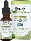 Dr. Green Mom USDA Organic Folinic Acid Drops - 500 mcg per Drop | Methylation Support B9 Supplements for Kids & Adults | Supports Neurological Function, Nervous System Health & DNA Synthesis