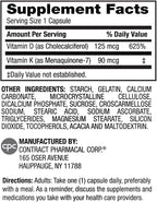 Earth's Splendor Vitamin D + K, 120 Capsules, Contains D 120mcg of Vitamin D3 and 90mcg Vitamin K2, 4 Month Supply