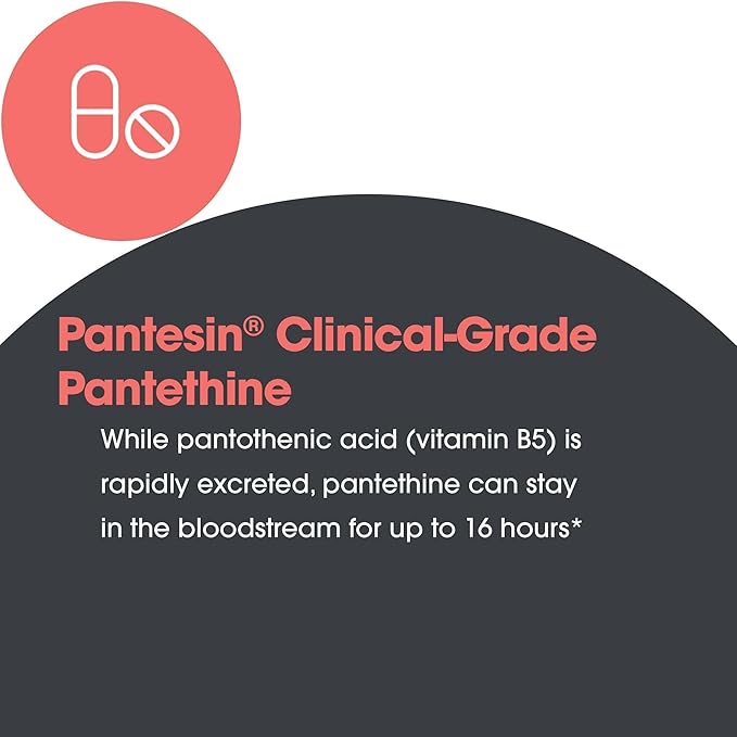 Allergy Research Group Pantethine Supplement - Vitamin B5, Pantothenic Acid, Metabolism Support, Liver Support, Cardiovascular Supplement, Coenzyme A, 660mg Vegetarian Capsules - 60 Count