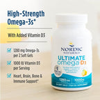 Nordic Naturals Ultimate Omega-D3, Lemon Flavor - 120 Soft Gels - 1280 mg Omega-3 + 1000 IU Vitamin D3 - EPA & DHA - Promotes Brain, Heart, & Immune Health - 60 Servings