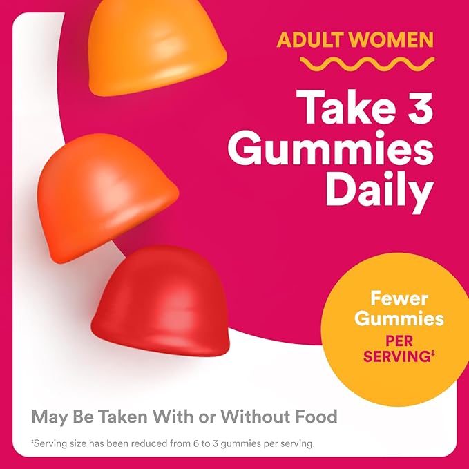 SmartyPants Women's Multivitamin Gummies, Omega 3 (DHA/EPA), Methylfolate, CoQ10, Vitamin D3, C, Vitamin B12, B6, A, K & Zinc, Inositol, Gluten Free, 120 Count (40 Day Supply)