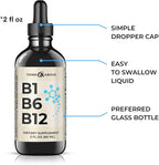 B1 B6 B12 Vitamin Liquid Drops - Daily Wellness Support Supplement - Fruity-Like Flavor - Methylcobalamin, Thiamine, Pyridoxine - 60 Day Supply - 2 oz - for Men and Women - Simply Made