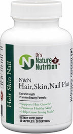 Dr's Nature & Nutrition Hair, Skin & Nail Plus Vitamin Supplement with Biotin 5000mcg, Bamboo Extract, Collagen Support - Extra Strength Beauty Supplement for Men and Women - 60 Capsules