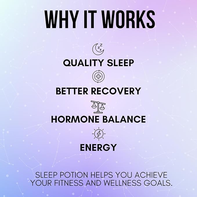 Sleep Potion, Melatonin-Free Sleep Support Capsules 120 Count, Magnesium Glycinate L-Theanine Zinc Glycinate Chamomile Jujube Seed Lemon Balm, 30 to 40 Servings, Gluten Free