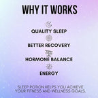 Sleep Potion, Melatonin-Free Sleep Support Capsules 120 Count, Magnesium Glycinate L-Theanine Zinc Glycinate Chamomile Jujube Seed Lemon Balm, 30 to 40 Servings, Gluten Free