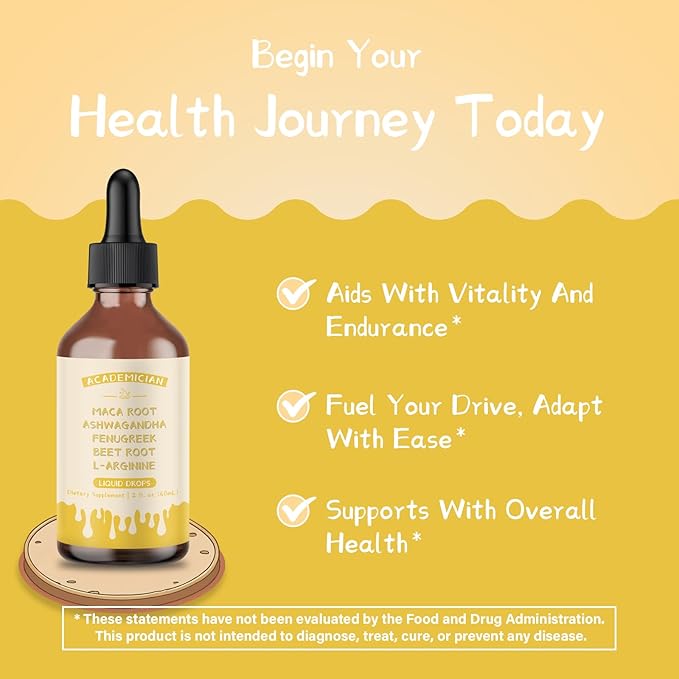 Ashwagandha Drops with MACA Root Drops L Arginine Beet Root Liquid Fenugreek Liquid - 60ML