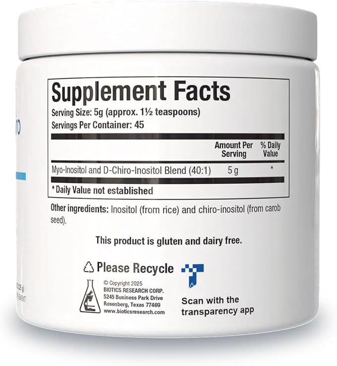 Biotics Research Balanced B8 Powder, Myo inositol and D Chiro inositol, 40:1 Ratio, Women’s Health, Neural Communication, Fat Metabolism, Vascular Health, Hair Growth 8 Ounces