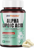Alpha Lipoic Acid 600mg Per Serving - ALA Supplement with Vitamins B1, B6 & B12 - Supports Antioxidant Activity, Metabolism & Nerve Health | Non-GMO - 60 Capsules
