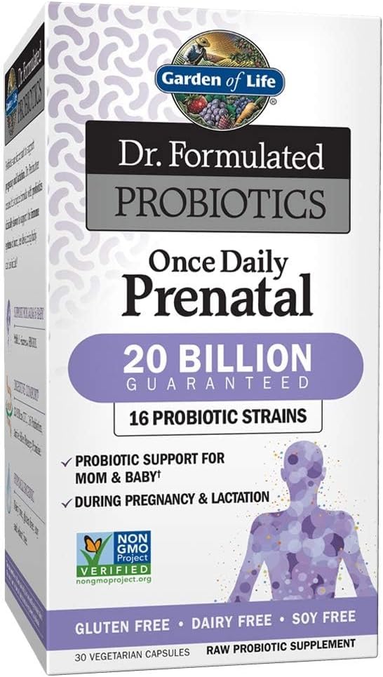 Garden of Life Dr. Formulated Probiotics Once Daily Prenatal - 20 Billion CFU - Dietary Supplement for Mom & Baby - 30 Vegetarian Capsules