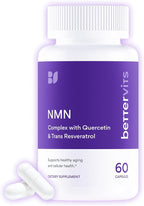 Bettervits NMN Supplement with Quercetin Powder| NAD+ Resveratrol Support Formula for Cells Regeneration, Energy and Anti-Aging Support | NAD Supplements for Women & Men - 60 Capsules
