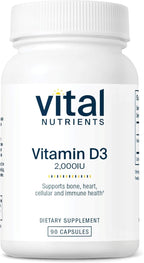 Vital Nutrients Vitamin D 2000 IU - Vitamin D3 Supplement - Healthy Bones, Teeth, Muscles*- Cellular & Immune Function - Calcium Absorption - Gluten, Dairy and Soy Free - 90 Capsules