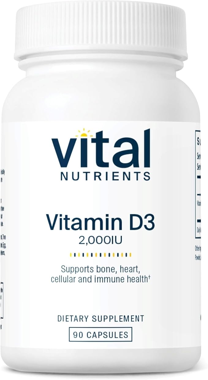 Vital Nutrients Vitamin D 2000 IU - Vitamin D3 Supplement - Healthy Bones, Teeth, Muscles*- Cellular & Immune Function - Calcium Absorption - Gluten, Dairy and Soy Free - 90 Capsules