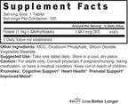 Nutri 5-MTHF L Methylfolate 1MG - 4 Month Supply, 120 Vegan Tablets - Methylated Folate Supplement - Cognitive Function, Heart Health, Prenatal Support - 3rd Party Tested - NSF Certified Facility