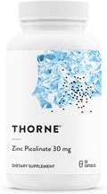 THORNE - Zinc Picolinate 30 mg - Well-Absorbed Zinc Supplement for Growth and Immune Function - Promotes Healthy Skin & Eyes* - Third-Party Certified - Gluten, Dairy & Soy-Free - 60 Capsules