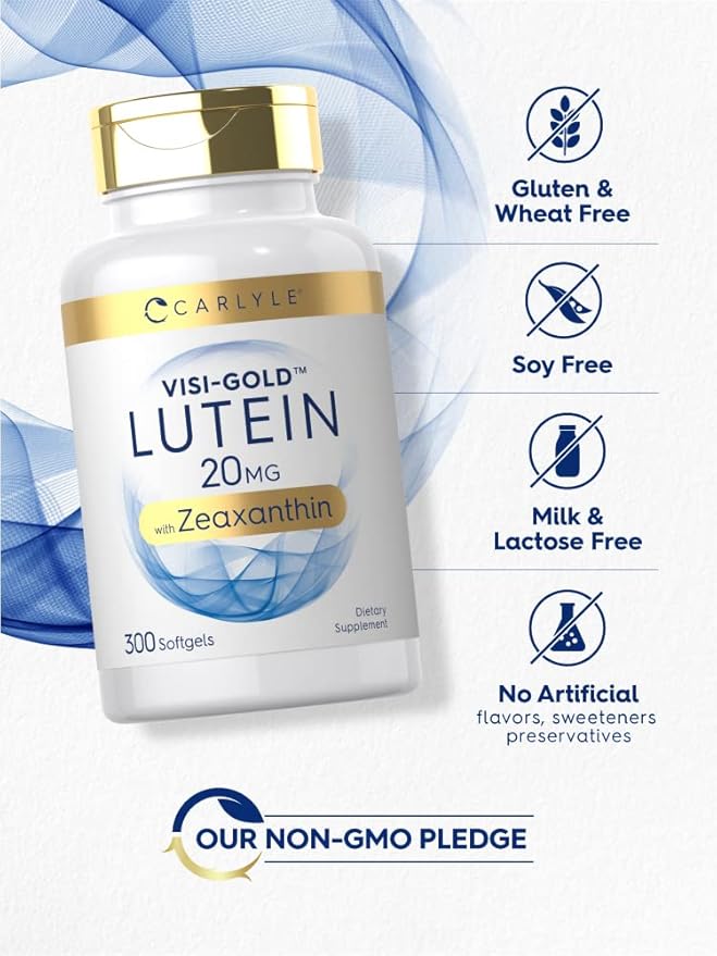 Carlyle Lutein and Zeaxanthin 20mg | 300 Softgels | Eye Health Vitamins | Non-GMO & Gluten Free Supplement