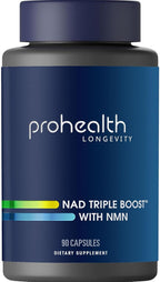 ProHealth NAD Triple Boost™ with NMN 500mg and NMNH 100 mg Plus Apigenin and Trans-Resveratrol. Promotes Longevity, Heart and Brain Health, Activates Sirtuins for Cellular Repair (30 Servings)