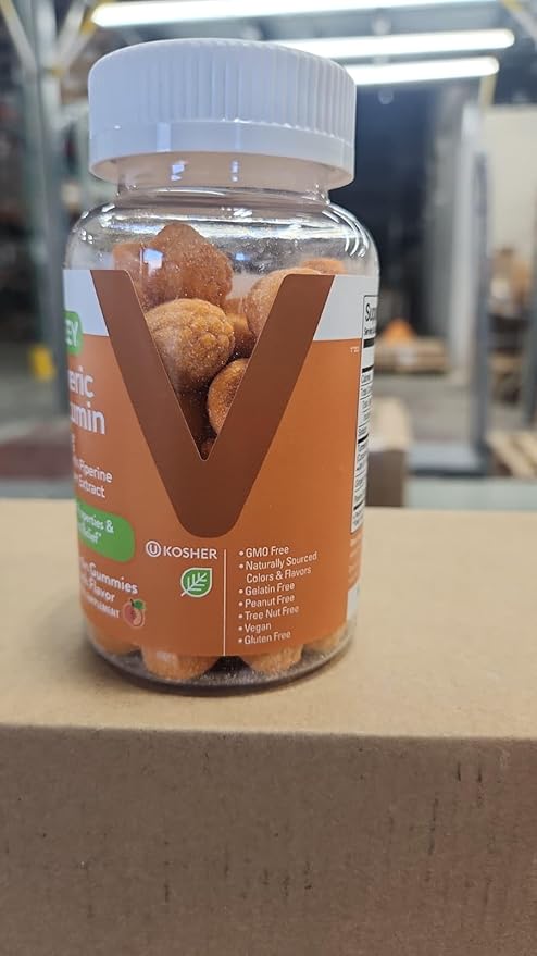 Viteey Turmeric Gummies with Turmeric Curcumin, Ginger & Black Pepper Extract - Immune Support, Healthy Skin, and Joint Health - Vegan, Gelatin Free, GMO Free - Tasty Chewable Peach Flavored-120 Count