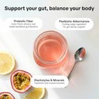 KEY NUTRIENTS Gut Health Hydration – Passionfruit Lemonade, Fiber Supplement with Prebiotic Fiber & Akkermansia Probiotics for Women and Men, Sugar Free Electrolytes Powder for Gut Health, 16 Servings