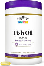21st Century Fish Oil 1000 mg Softgels, (300 Count), Molecularly Distilled, Omega 3 Supplement with EPA & DHA, Purified to Eliminate Mercury, Supports Cardiovascular Health, Gluten Free & Non-GMO