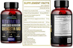 VITAMISAN Resveratrol NAD+ Quercetin Berberine & Grape Seed – Antioxidant Energy Formula – 2 Bottles (180 Capsules) Stem Cell Suplement NMN Nicotinamide Riboside – Made in USA