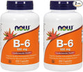 NOW Vitamin B-6 100mg,250 Capsules (Pack of 2)